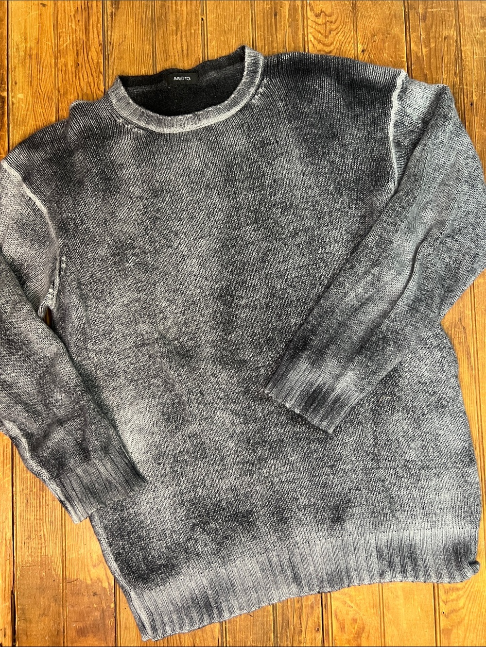 Avant Toi Men's OverDyed Charcoal Gray Crewneck Sweater Luxe Cashmere